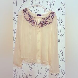 019- Custom Factory Style peasant top. Size M.